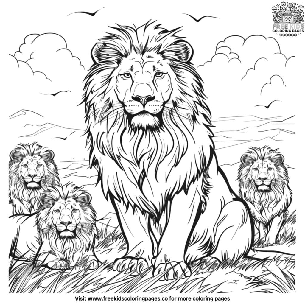 Lion pride coloring pages