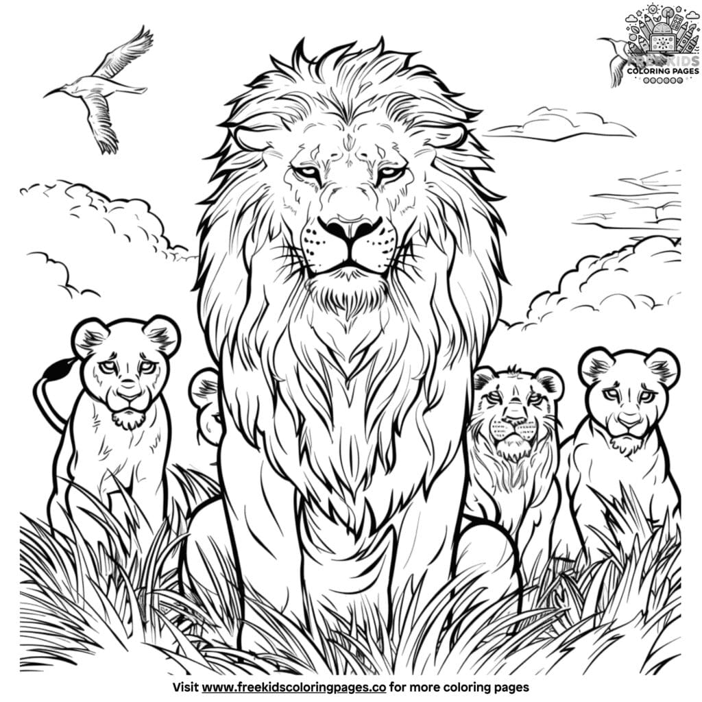 Lion pride coloring pages