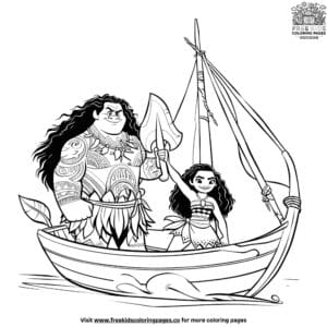 Maui and Moana's Epic Voyage Coloring Page Set