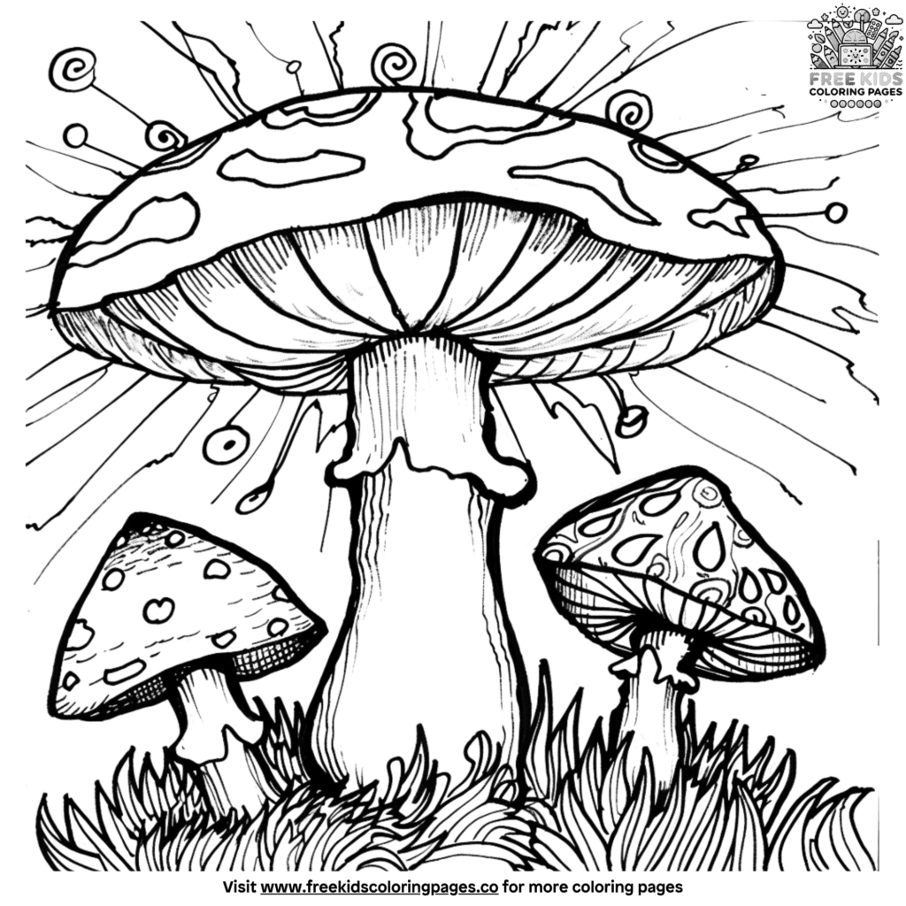 Beautiful Aesthetic Mushroom Coloring - Mesmerizing Trippy Mushroom Coloring Pages 1 1024x1024 