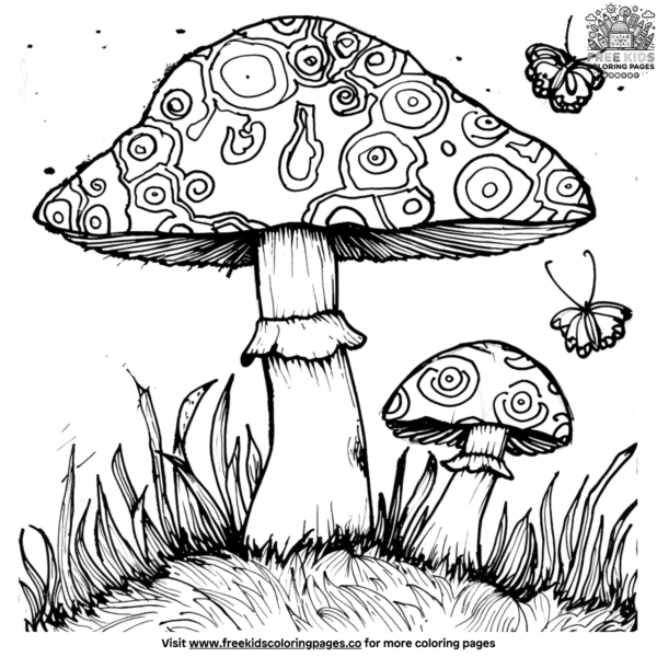 Fun magical mushroom coloring pages