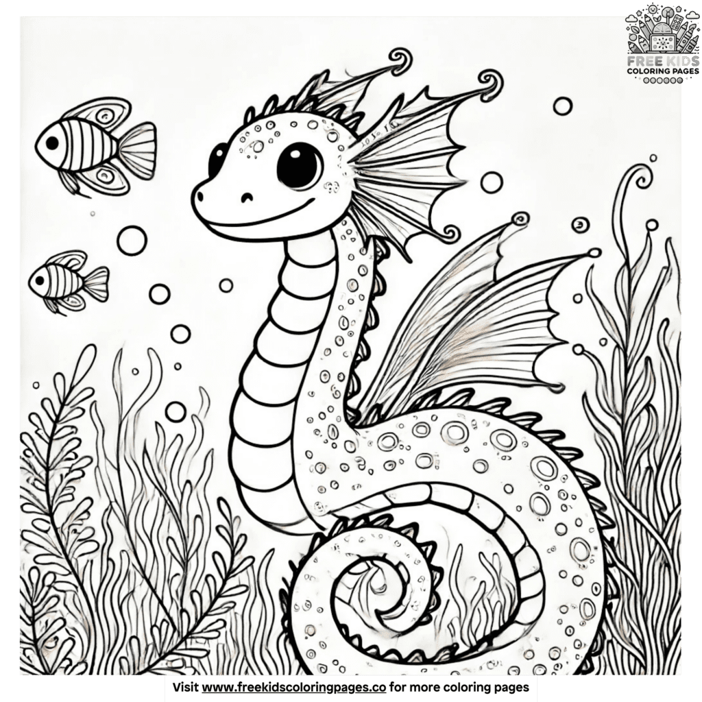 Cute water dragon coloring pages