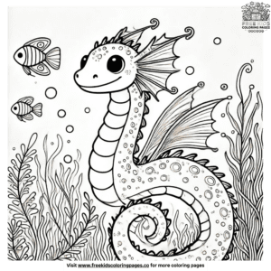 Cute water dragon coloring pages