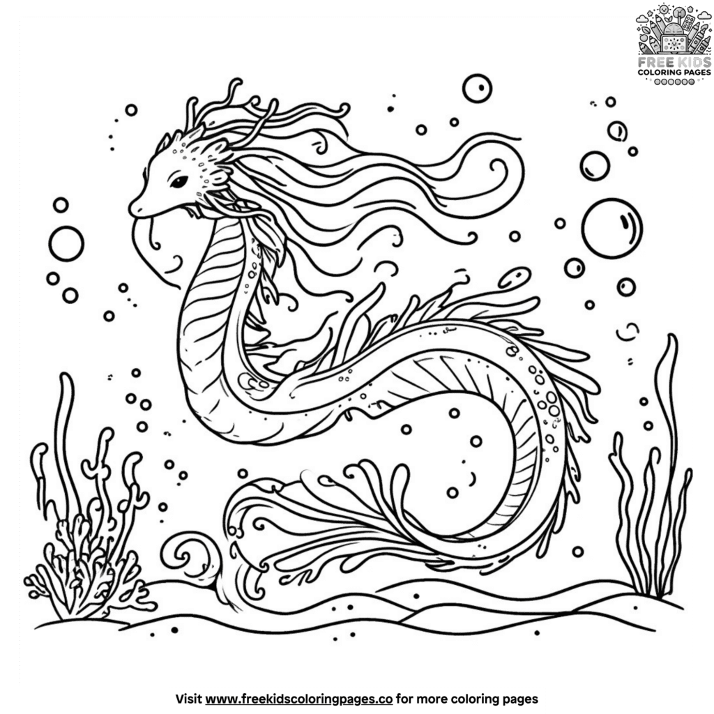 Charming water dragon coloring pages