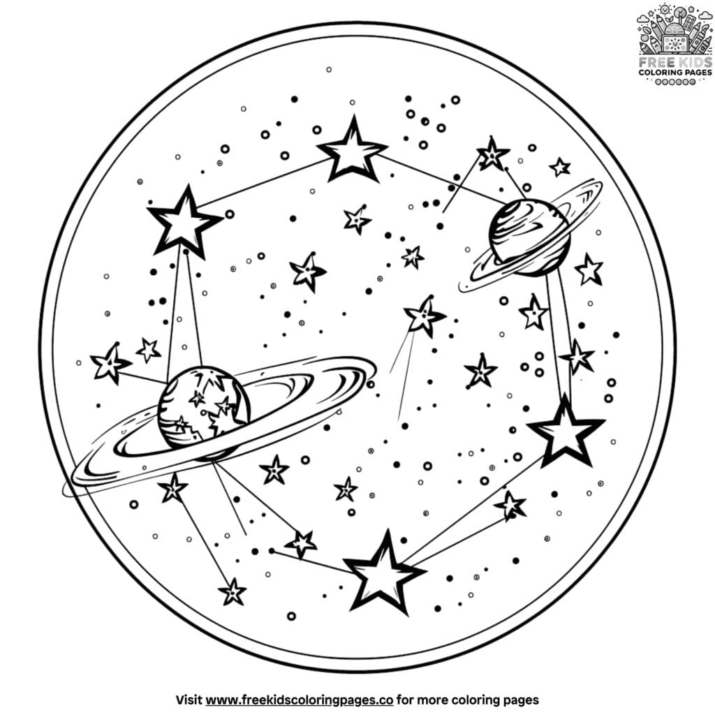 Mysterious constellation star coloring pages