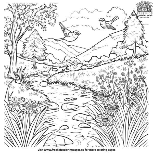 Peaceful nature coloring pages