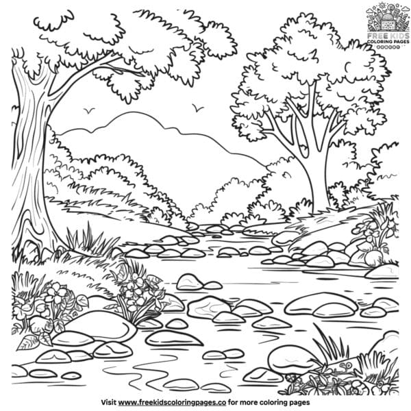 Serene nature relaxing coloring pages