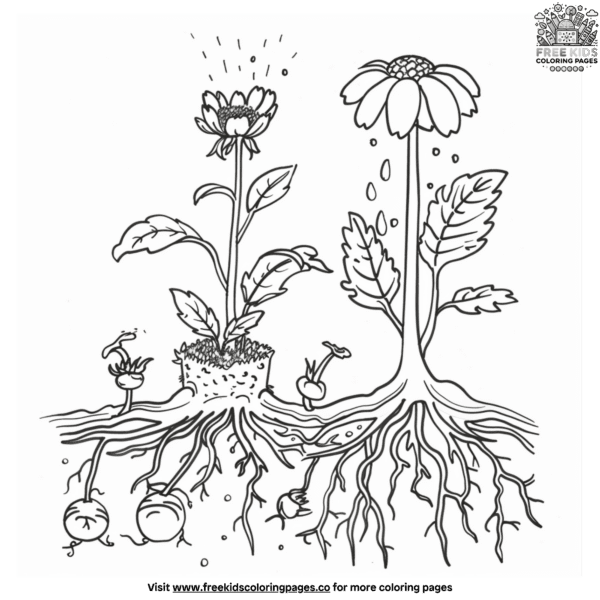 Flower life cycle coloring pages