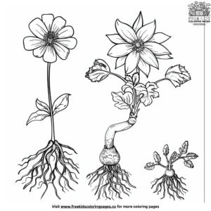 Plants with Roots Coloring Pages