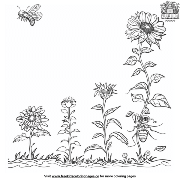 Flower life cycle coloring pages