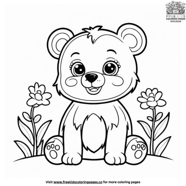 Lively bear cub coloring pages