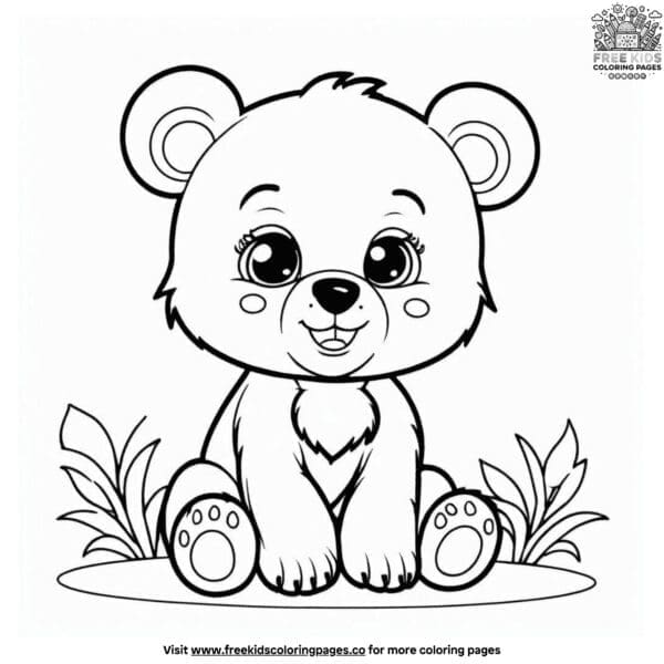 Playful bear cub coloring pages