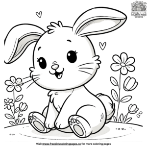 Cheerful cartoon bunny coloring pages