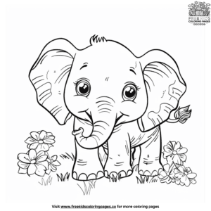 Beautiful cartoon elephant coloring pages