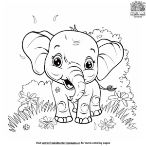 Playful cartoon elephant coloring pages