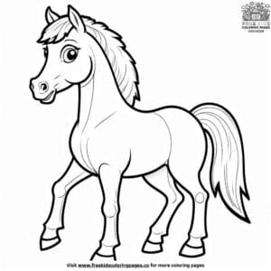 Cheerful Cartoon Horse Coloring Pages