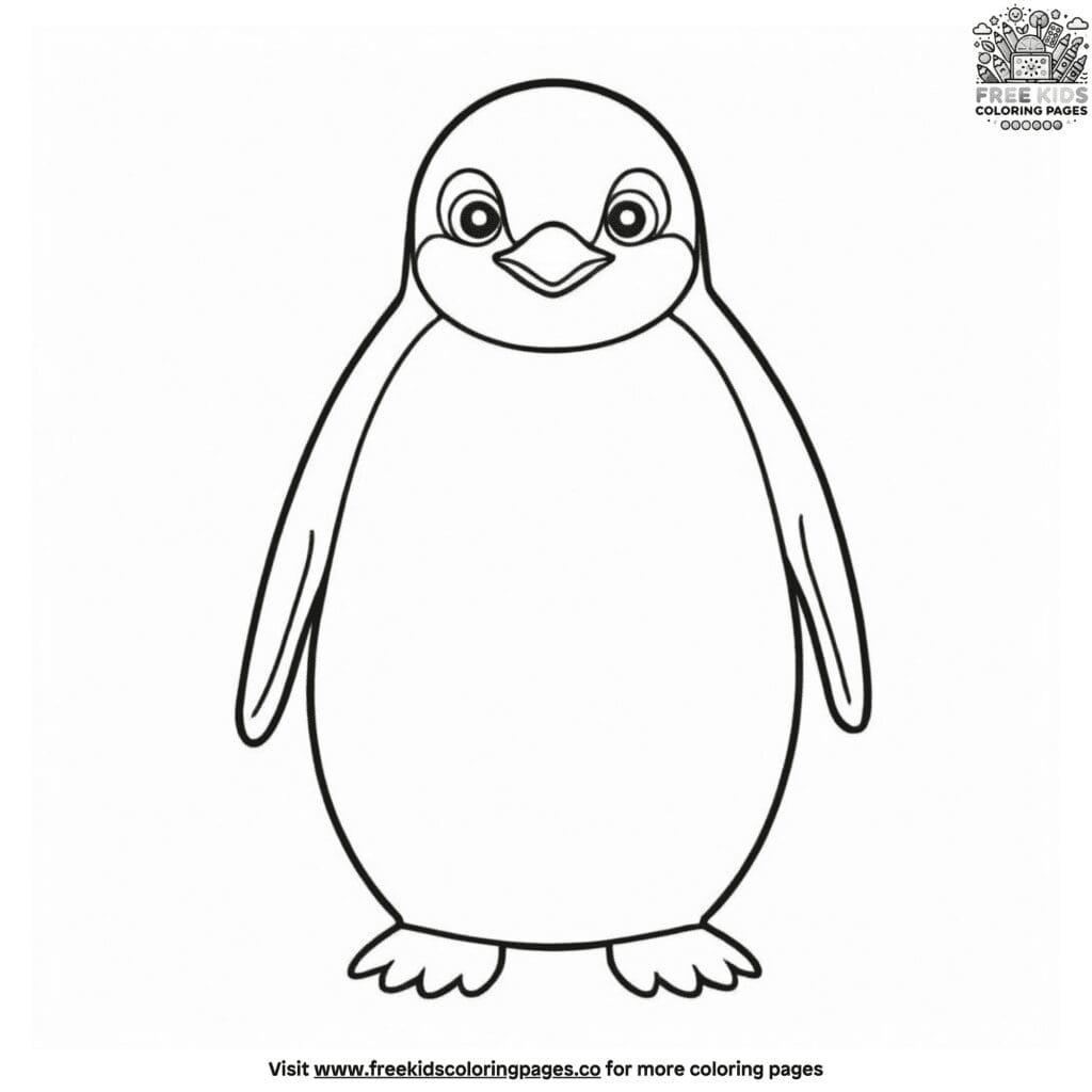 Cheerful playful cartoon penguin coloring pages