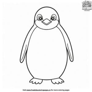 Cheerful Playful Cartoon Penguin Coloring Pages