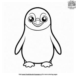 Whimsical Playful Cartoon Penguin Coloring Pages