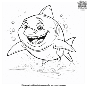 Lively cartoon shark coloring pages for creative fun