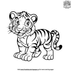 Lively Cartoon Tiger Coloring Pages