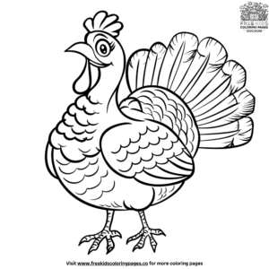 Cheerful Cartoon Turkey Coloring Pages