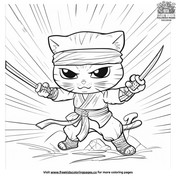 Cat ninja coloring page collection