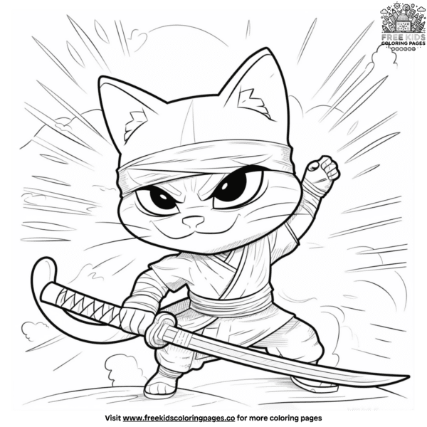 Fighter cat ninja coloring pages