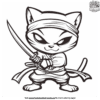 Smiling Cat Ninja Coloring Pages