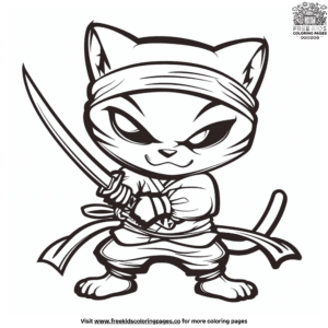 Smiling Cat Ninja Coloring Pages