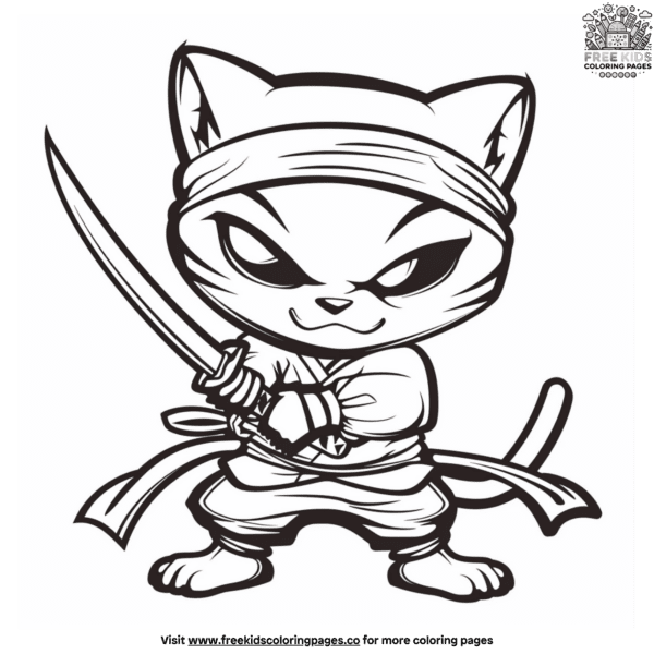 Smiling cat ninja coloring pages