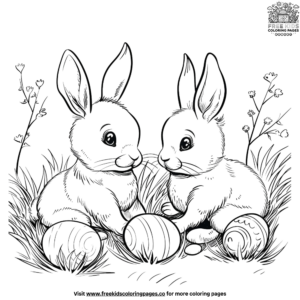 Playful Easter Bunny Hiding Eggs Coloring Page