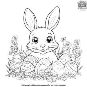 Adventurous Easter Bunny Hiding Eggs Coloring Page Collection