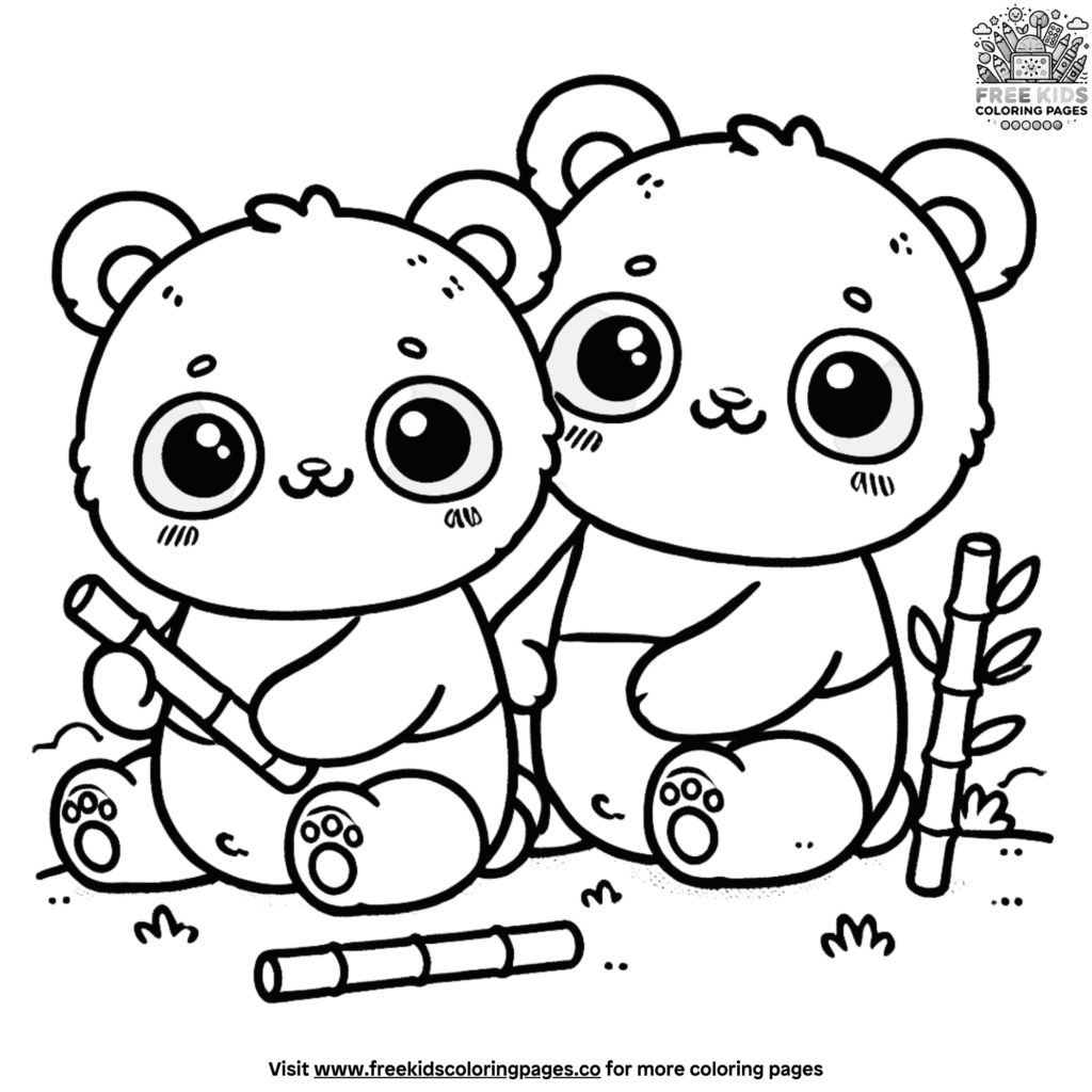 Delightful kawaii panda coloring pages