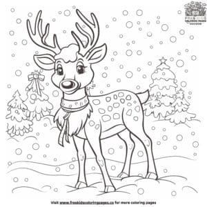 Reindeer Wearing A Scarf Coloring Pages