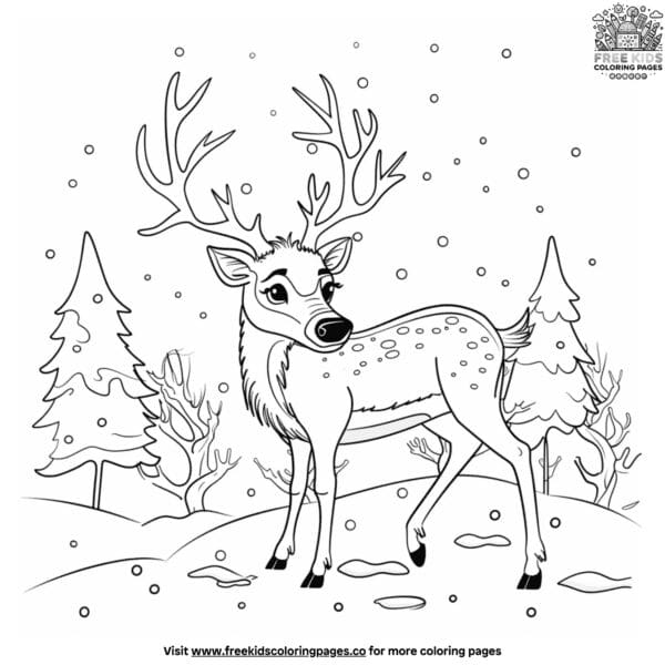 Shy reindeer coloring pages