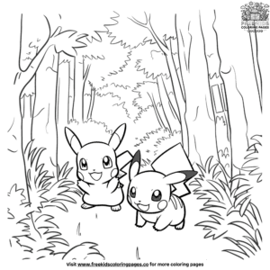 Pokémon In The Forest Coloring Pages