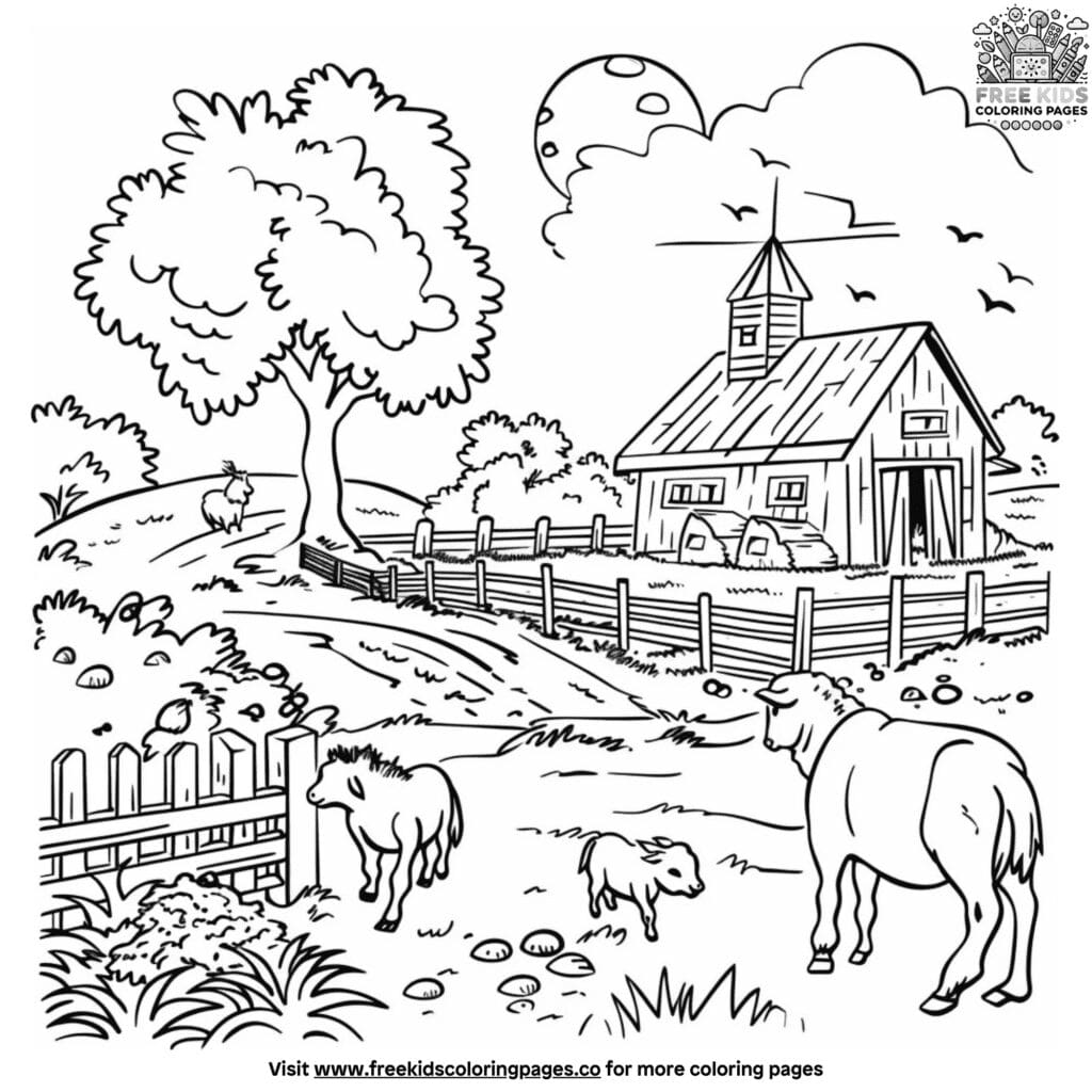 Preschool farm coloring pages