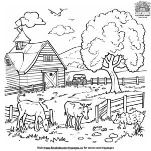 Simple preschool farm coloring pages