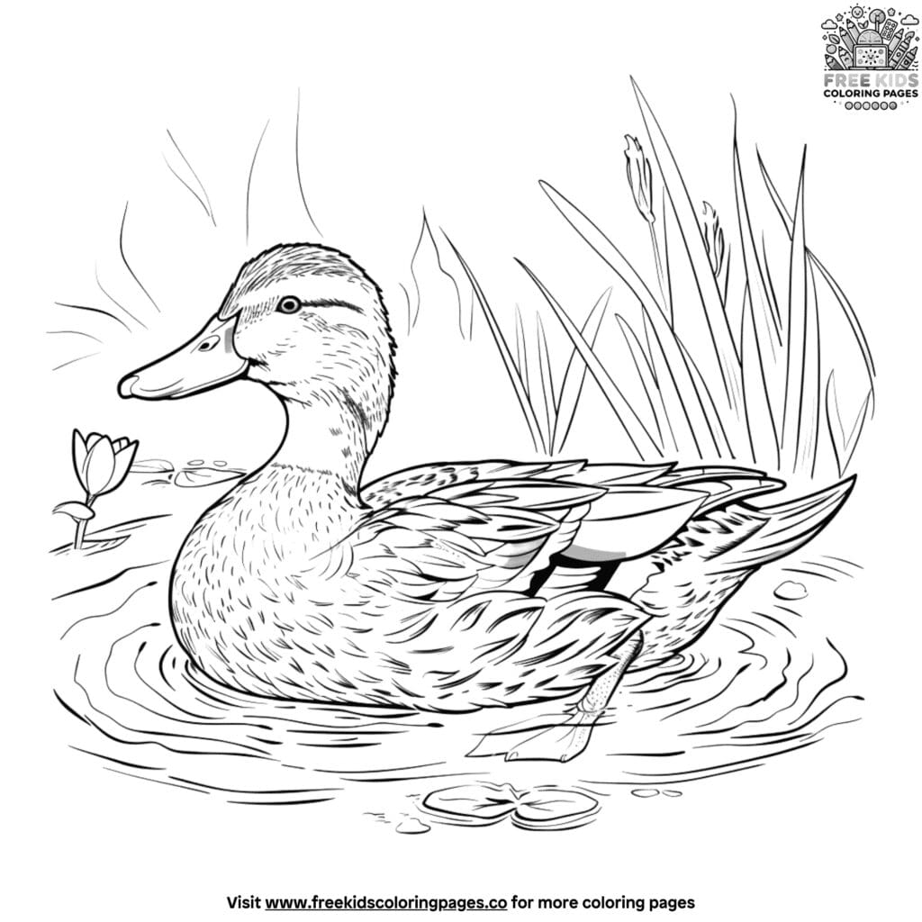 Realistic duck coloring pages