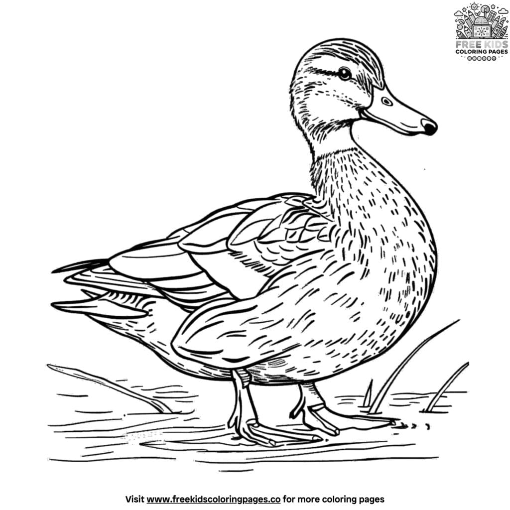 Realistic duck coloring pages