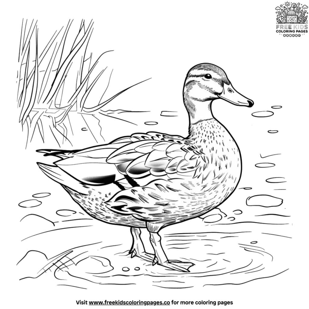 Realistic duck coloring pages