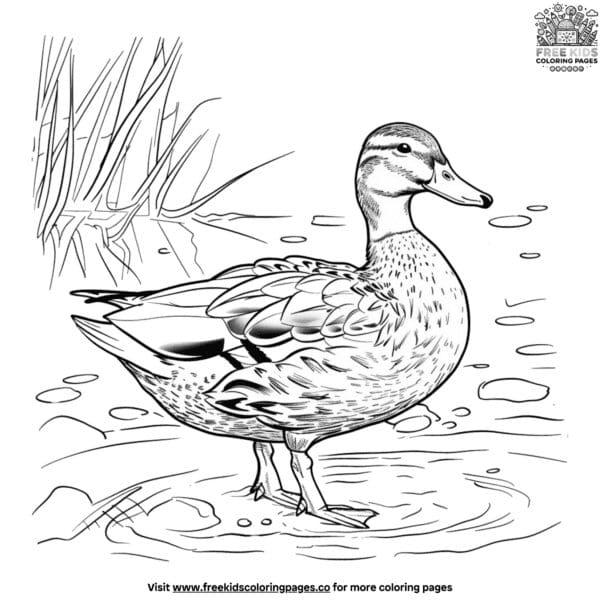 Pondside duck coloring pages