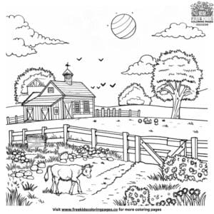 Realistic farm coloring pages