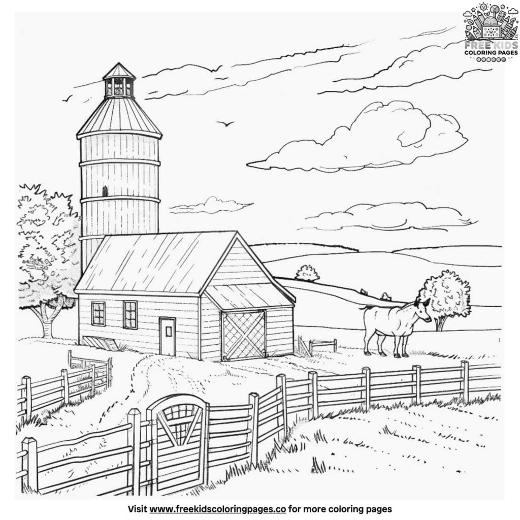 Realistic farm coloring pages