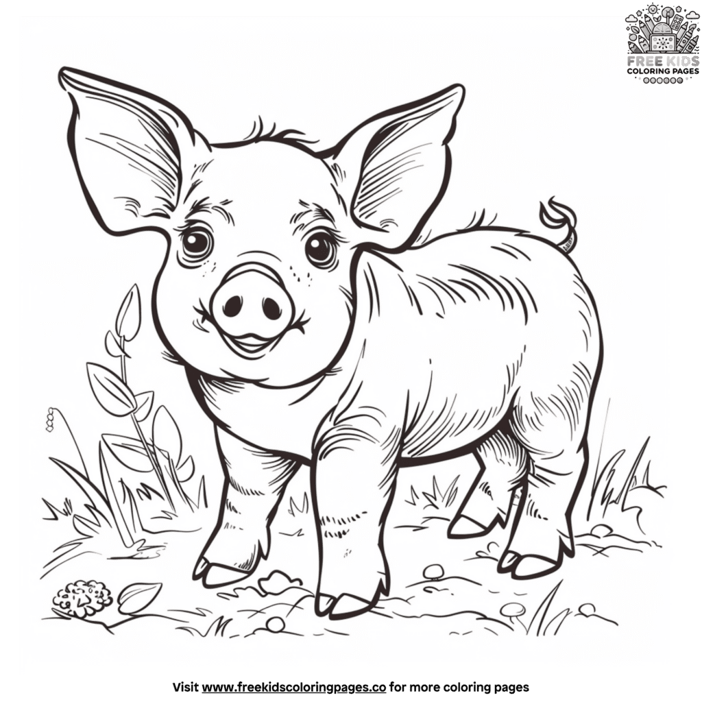 Realistic pig coloring pages