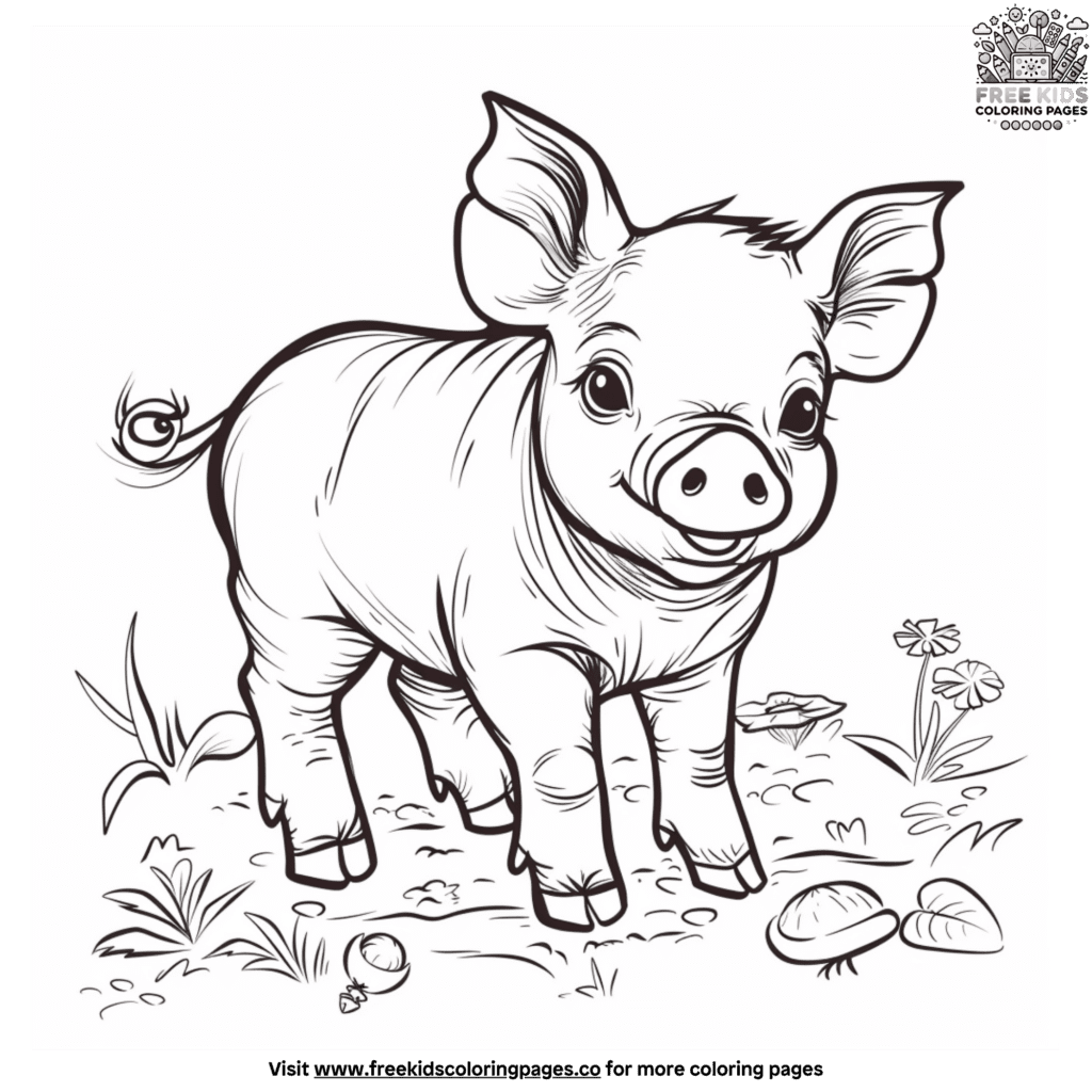 Realistic pig coloring pages