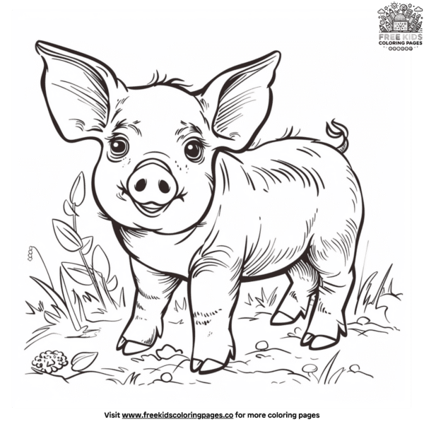 Realistic pig coloring pages