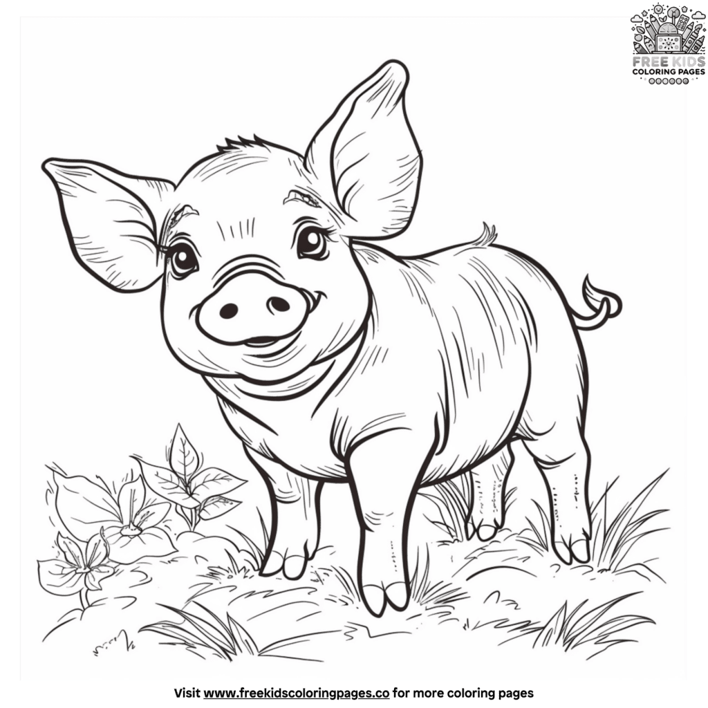 Realistic pig coloring pages