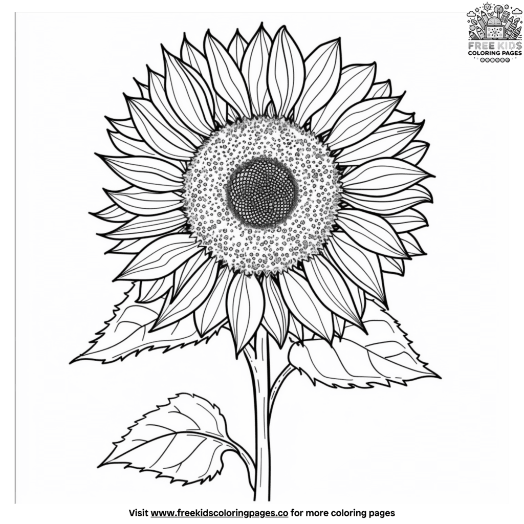 Realistic sunflower coloring pages